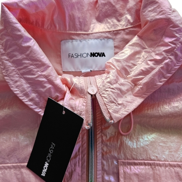 NWT Fashion Nova Windbreaker Candy Coated  Iridescent Lightweight Jacket - Picture 6 of 9